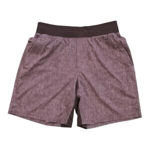 Lululemon T.H.E. Shorts Mens Medium M 7” Burgundy Linerless Side Pocket Running